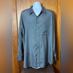 Oleg Cassini‎ Men's Gray Checkered Button Down Shirt - 3X